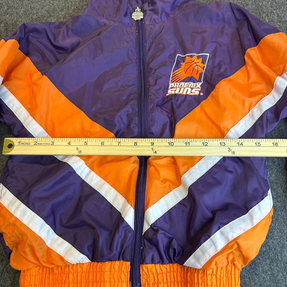 Vintage 90s Phoenix Suns NBA Windbreaker Jacket Purple Orange Youth Kids Small 8 - Picture 10 of 16